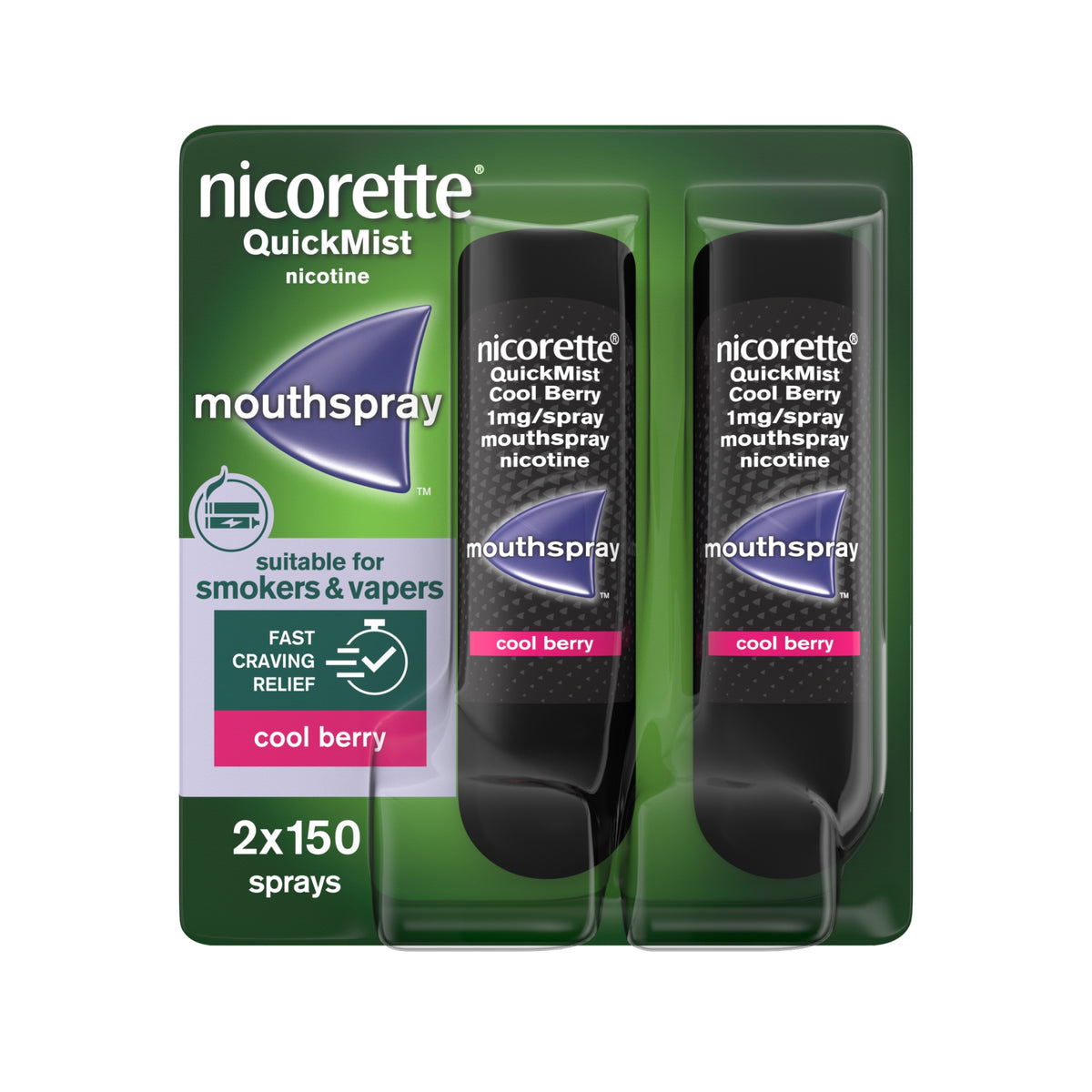Nicorette Quickmist Cool Berry Mouthspray Twin Pack | Smoking Cessation ...