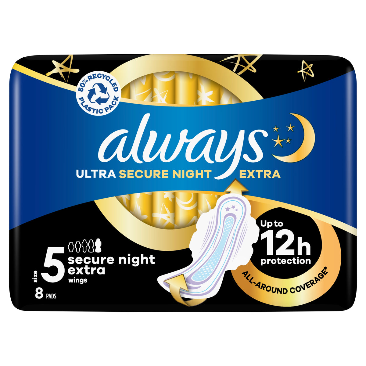 Always Ultra Pads Secure Night Extra (Size 5) Wings | Feminine Hygiene ...