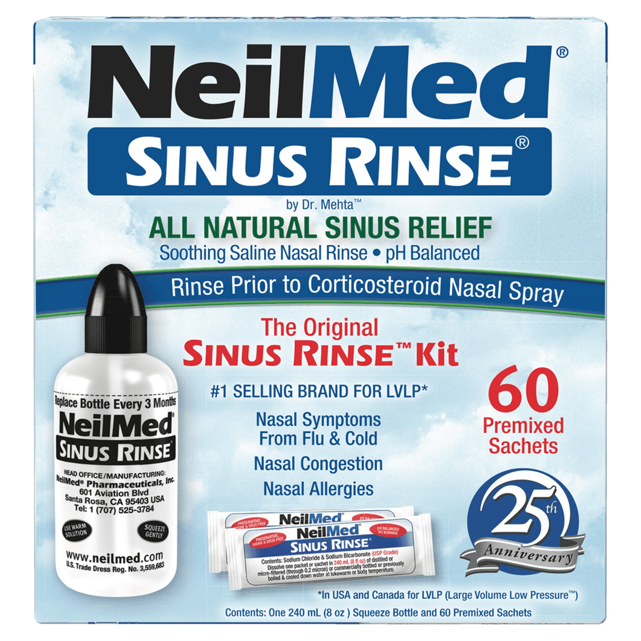 NeilMed Sinus Rinse Kit - 60 Sachets | Cough & Cold