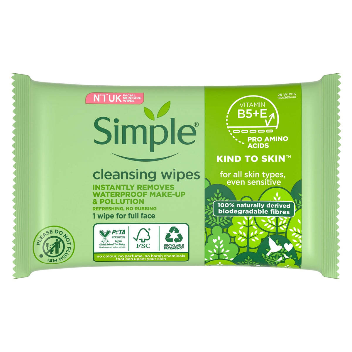 Simple Kind to Skin Cleansing Wipes Bio-degradable 25 wipes | Skincare ...