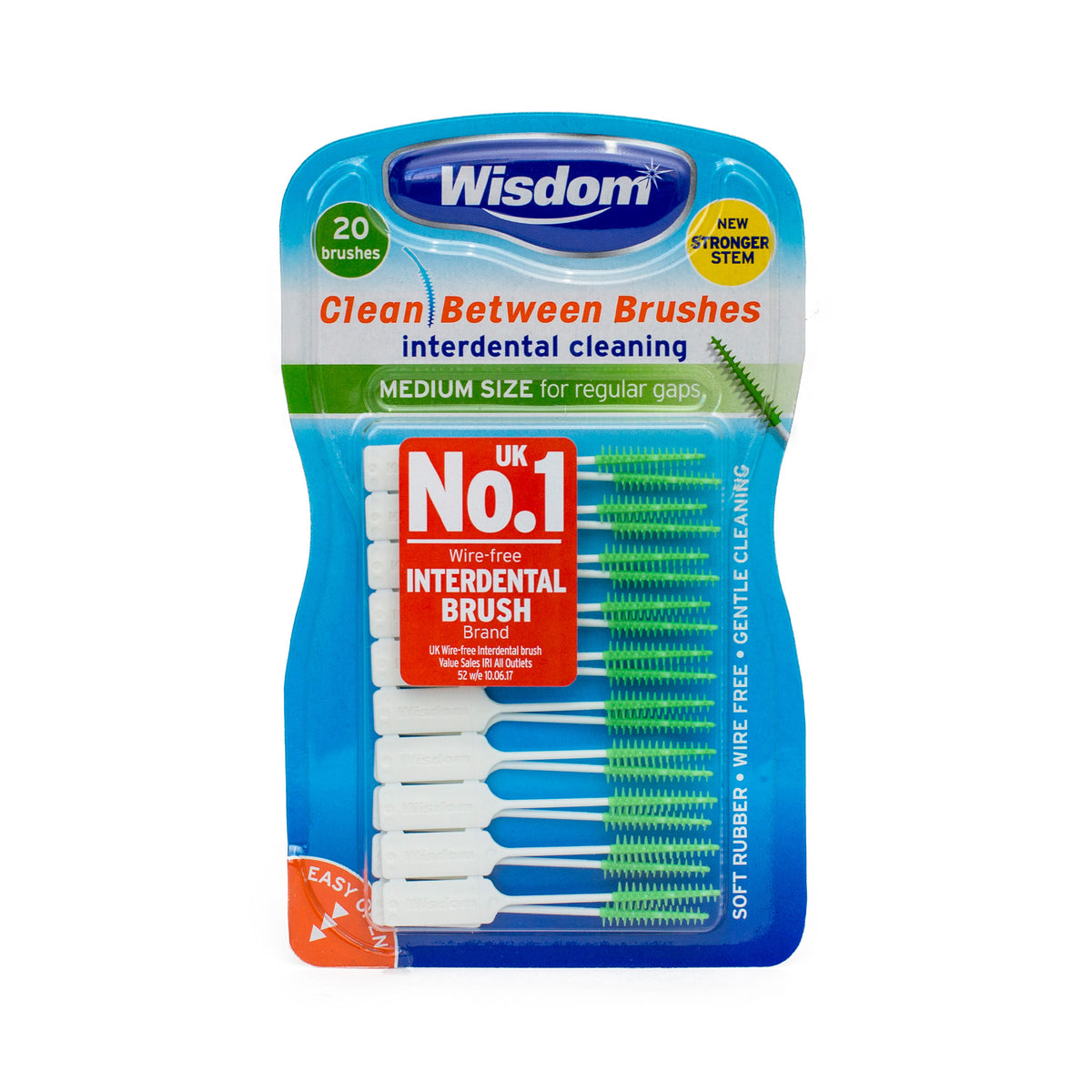 Wisdom Interdental Clean Between Brushes Medium Size - 20 Brushes ...